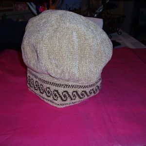 Beanie Hat Tan/Beige with Brown Detail on Rim